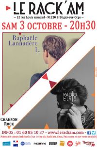 Chanson/Rock avec Raphaële Lannadère (L) et Radio Elvis au Rack'am. Le samedi 3 octobre 2015 à Brétigny-sur-Orge. Essonne.  20H30
